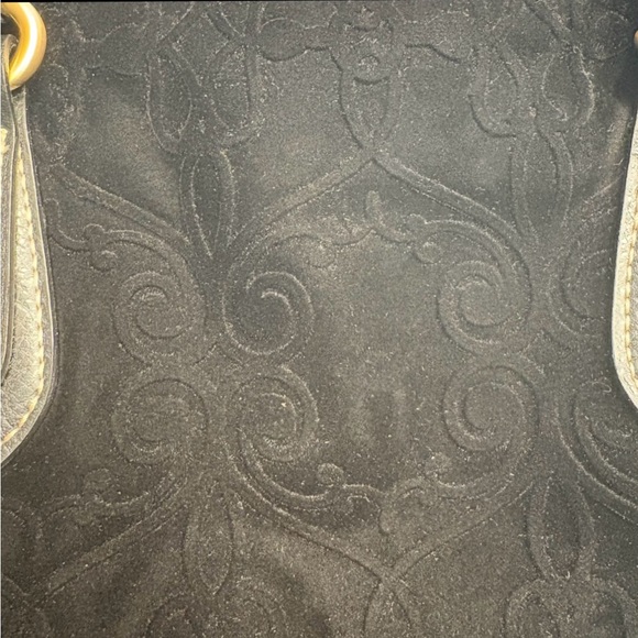 Franco Sarto Black Crushed Velvet Like Handbag Whimsy-Goth Vintage Kiss Lock - Picture 8 of 16